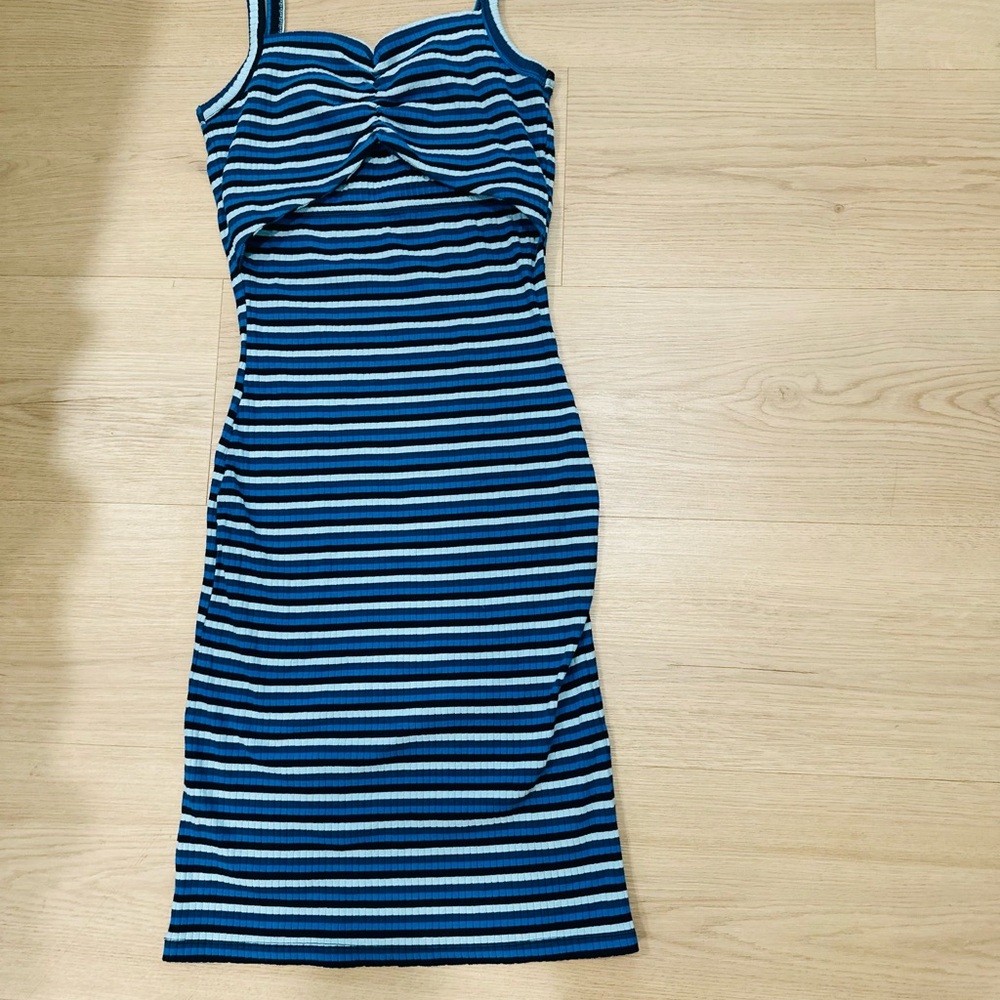 Volcom Blue Bodycon Midi Dress Spaghetti Strap
